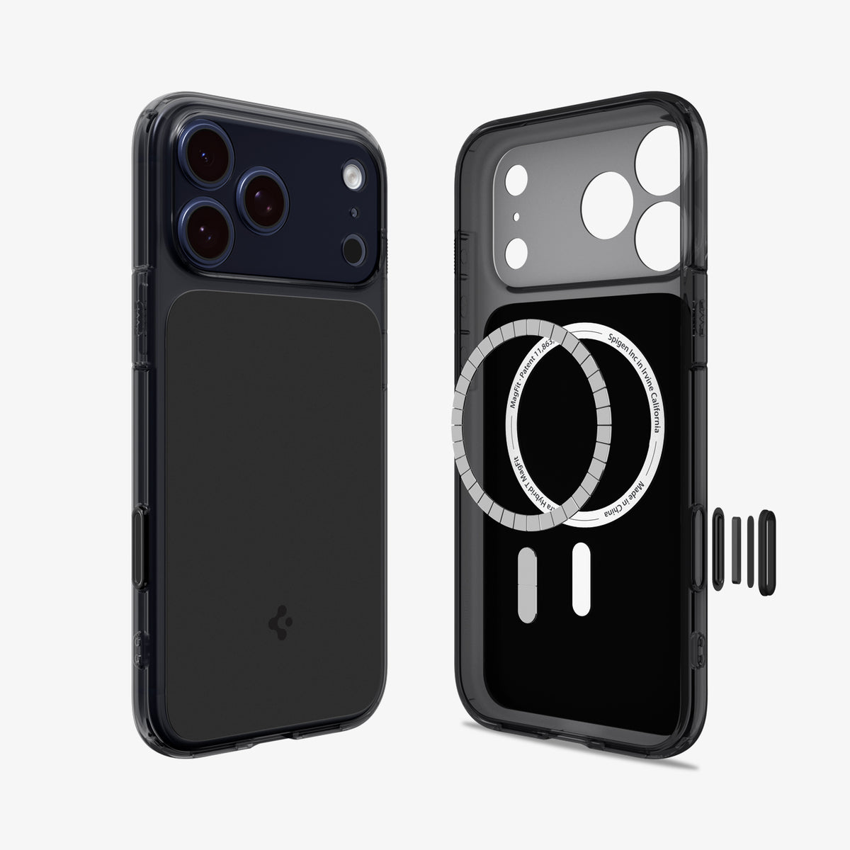 ACS10078 - iPhone 18 Pro / iPhone 17 Pro Ultra Hybrid T (Mag Fit) in Matte Black showing the front and back