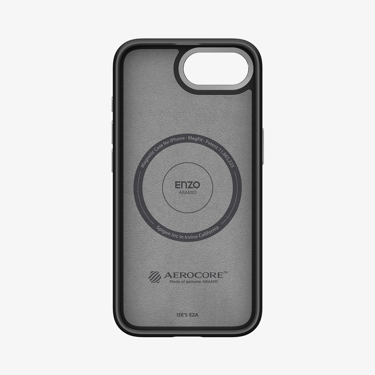 ACS09153 - iPhone 16e Case Enzo Aramid in Matte Black showing the inner