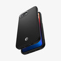 ACS09153 - iPhone 16e Case Enzo Aramid in Matte Black showing the back, partial front, sides and bottom