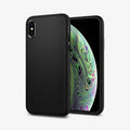 057CS22123  - iPhone XS Case Liquid Air in  Matte Black showing the back, next to it, a device showing front