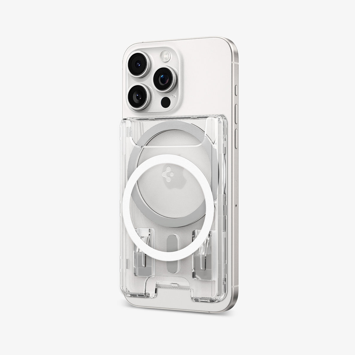 AFA08888 - Ultra Hybrid MagFit+ Wallet (MagFit) in Crystal Clear showing the front of the wallet case, back and partial side of the device