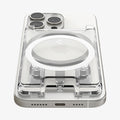 AFA08888 - Ultra Hybrid MagFit+ Wallet (MagFit) in Crystal Clear showing the front, partial bottom of the wallet case attached to the back of the device