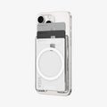 AFA08888 - Ultra Hybrid MagFit+ Wallet (MagFit) in Crystal Clear showing the front of the wallet case, partial side of the device with 3 cards inserted