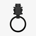 AHP06846 - Carabiner (Magnetic Keychain) in Black showing the front of a keychain part showing a black quick-release locking mechanism attached to a circular black keyring