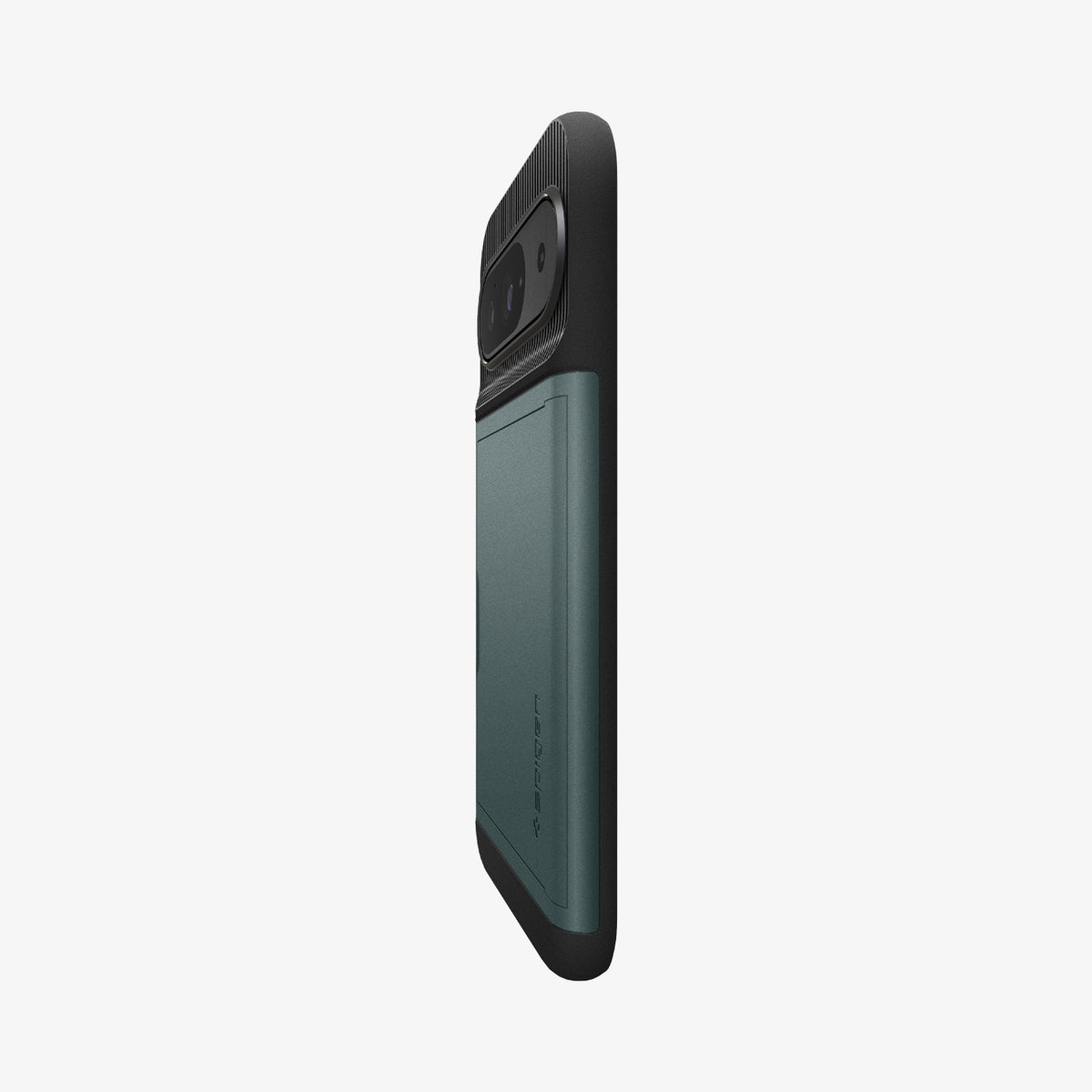 ACS07696 - Pixel 9 Pro Case Slim Armor CS in Abyss Green showing the partial back and side