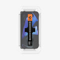 AGL09106 - Pixel 9 Pro Fold GLAS.tR EZ Fit in Clear showing the installation tray attached to a device 