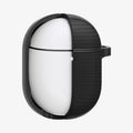 ACS07605 - Pixel Buds Pro 2 Series Case Classic Fit in black showing the front, cut in half exposing the inner of the buds