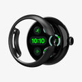 ACS07392 - Pixel Watch 3 (41mm) Case Thin Fit in Black showing the front of the watch case hovering in front of the face watch