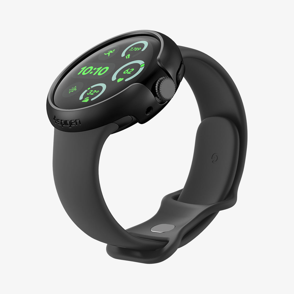 ACS07392 - Pixel Watch 3 (41mm) Case Thin Fit in Black showing the front, sides and body of the watch