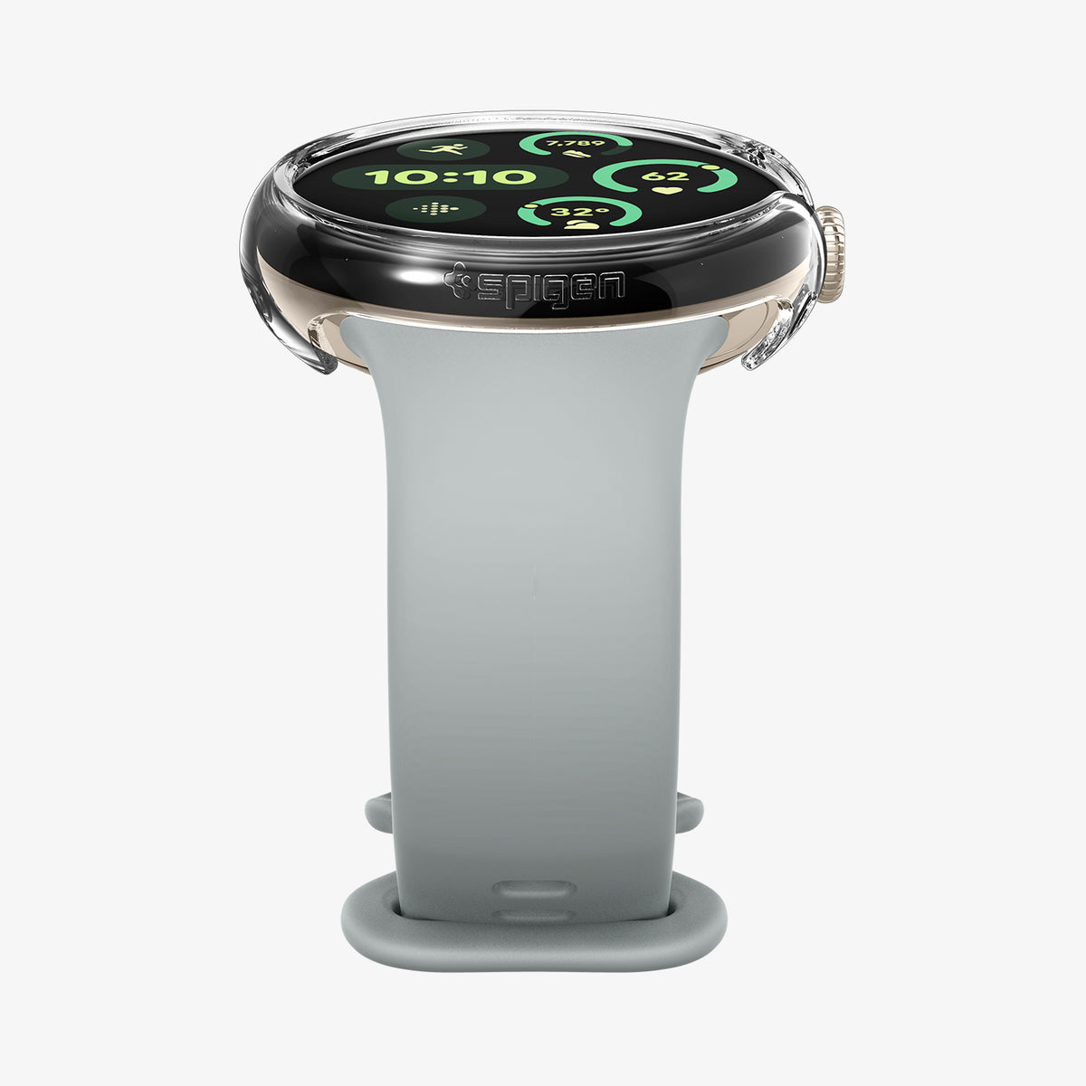 ACS07391 - Pixel Watch 2 Case Thin Fit in Crystal Clear showing the partial front and side 