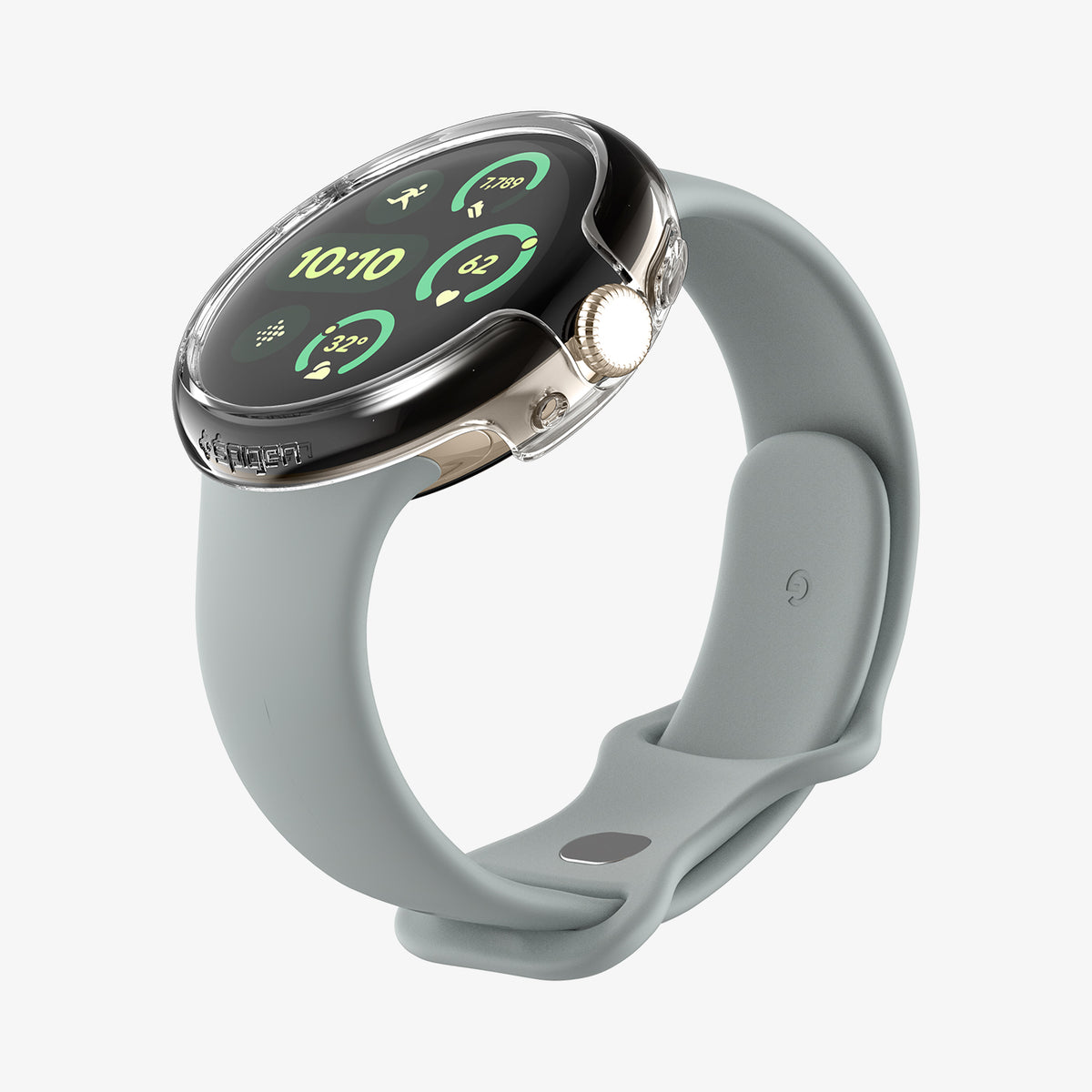 ACS07391 - Pixel Watch 2 Case Thin Fit in Crystal Clear showing the front, sides and body of the watch
