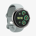 ACS07391 - Pixel Watch 2 Case Thin Fit in Crystal Clear showing the front and side installed on a watch