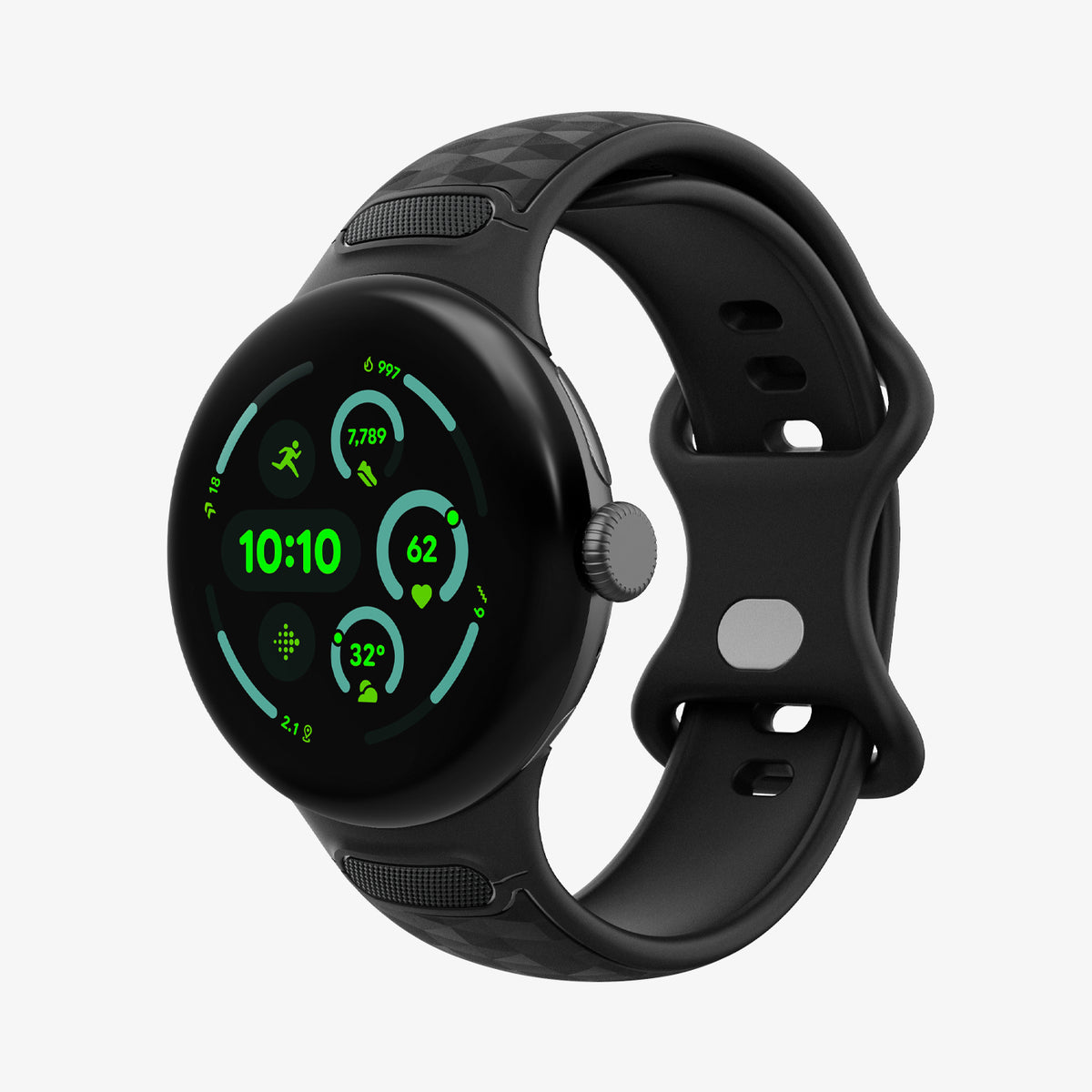 AMP10192 - GWdde Parallax Watch Band in black showing the front and partial inside of band