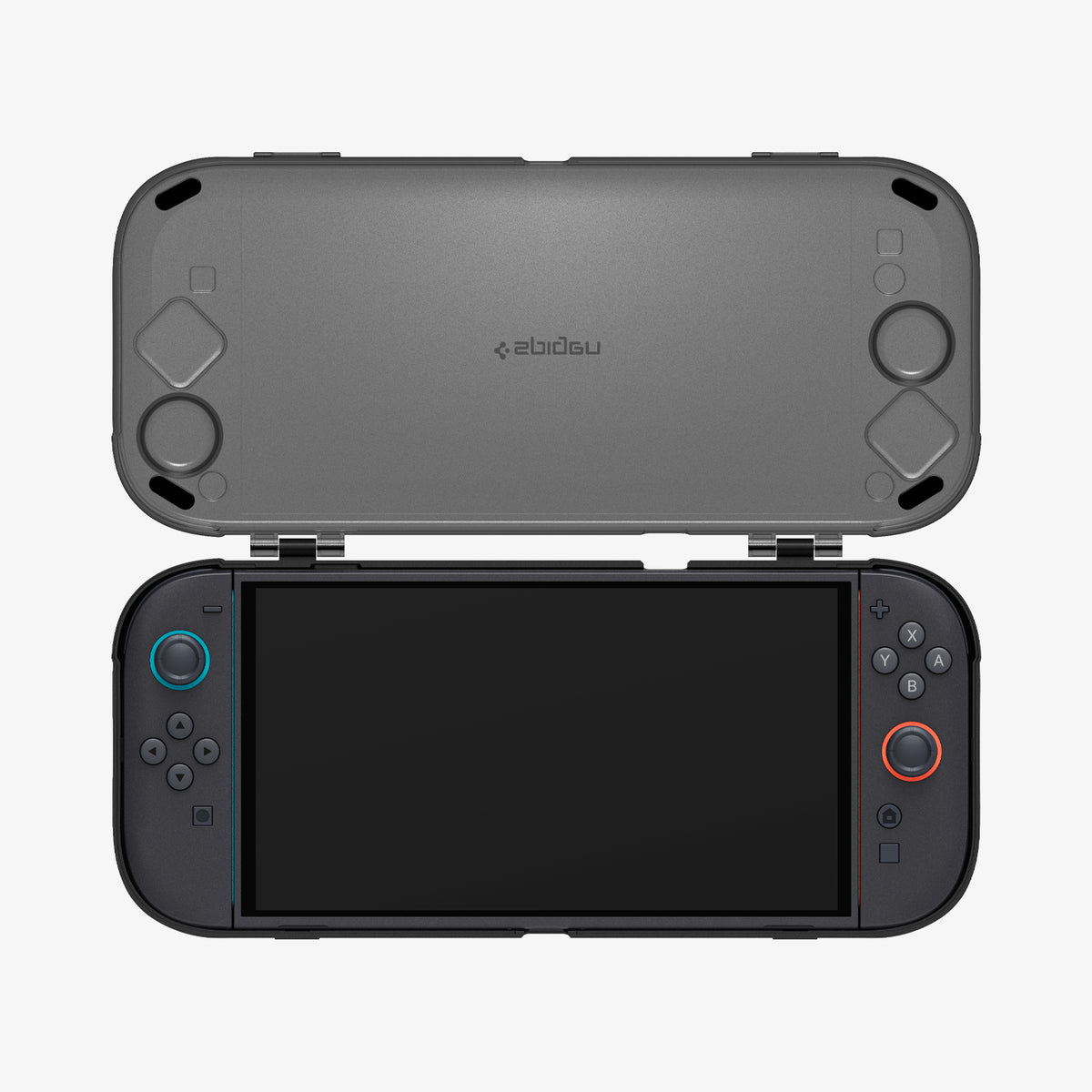 ACS10487 - Nintendo Switch 2 Thin Fit 360 in Black showing the device inside the case widely open