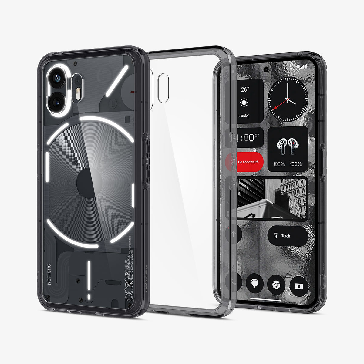ACS06542 - Nothing Phone 2 Case Ultra Hybrid showing the back, inside and front