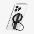 AMP08551 - O-Mag Magnetic Phone Holder (MagFit) | OM103 in Black showing the front, attached to the back of the device propped up as a kickstand