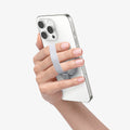 AMP10193 - O-Mag Magnetic Phone Holder (MagFit) | OM103 in Silver showing a person holding the ring holder attached to the device