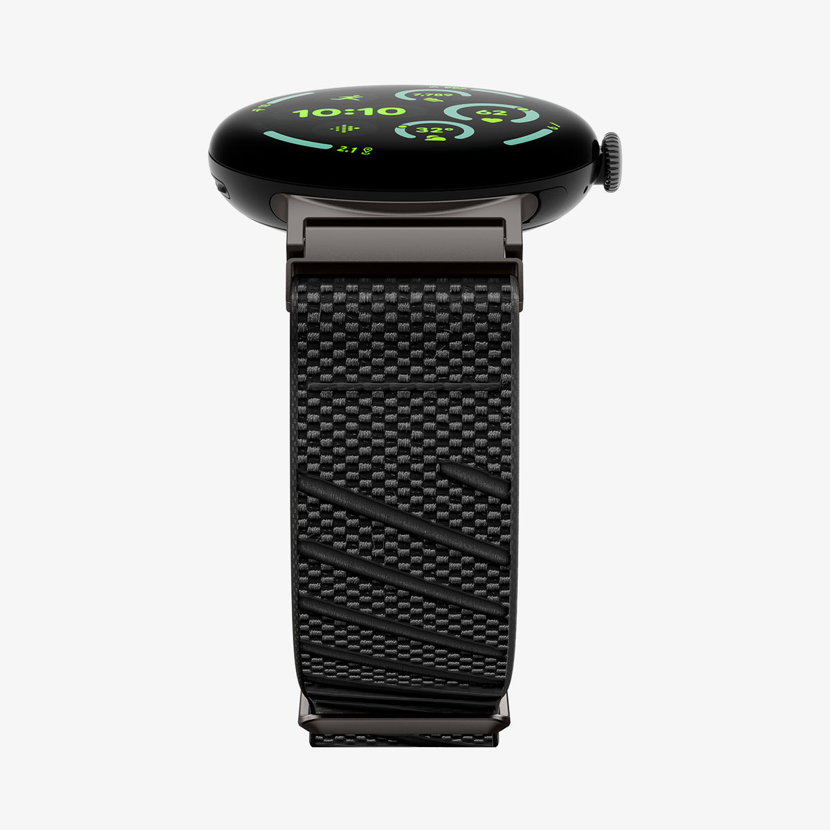 AMP11421 - Pixel Watch 4 45mm Lite Fit X Watch Band in black showing the bottom and front
