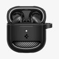 ACS09480 - Pixel Buds 2a Case Rugged Armor in black showing the front with top open