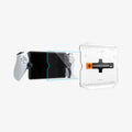 AGL07183 - Playstation Series GLAS.tR EZ Fit showing the installation tray hovering the glass protector and device