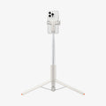 AMP09337 - Tripod Selfie Stick S541W in Dune Beige showing the back of the device in portrait form attached to the retracted tripod