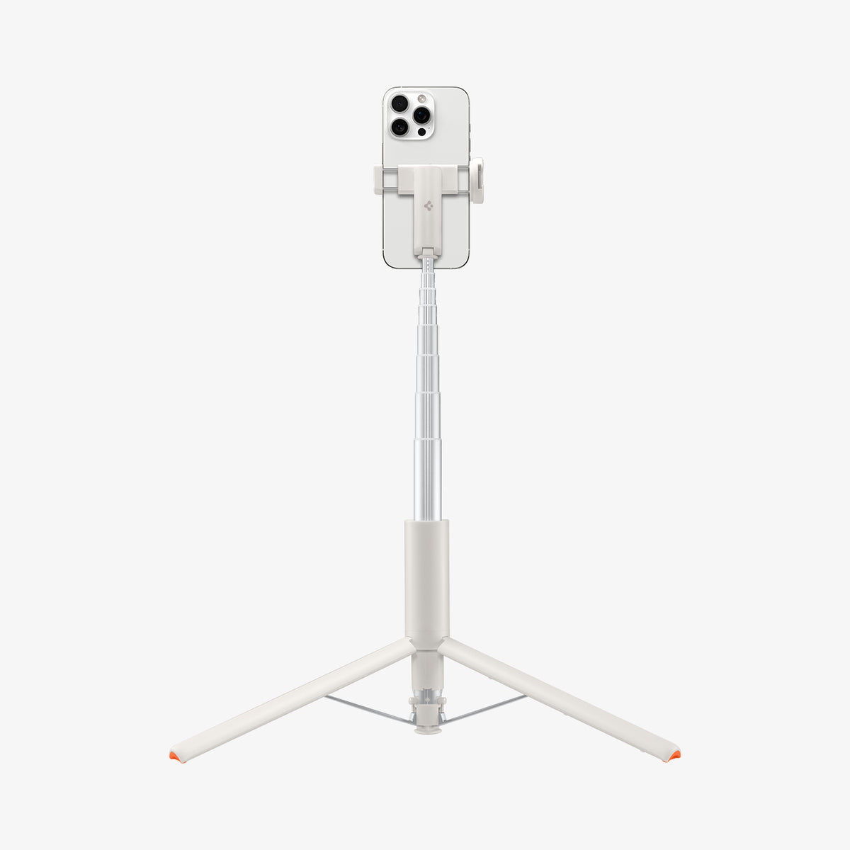 AMP09337 - Tripod Selfie Stick S541W in Dune Beige showing the back of the device in portrait form attached to the retracted tripod