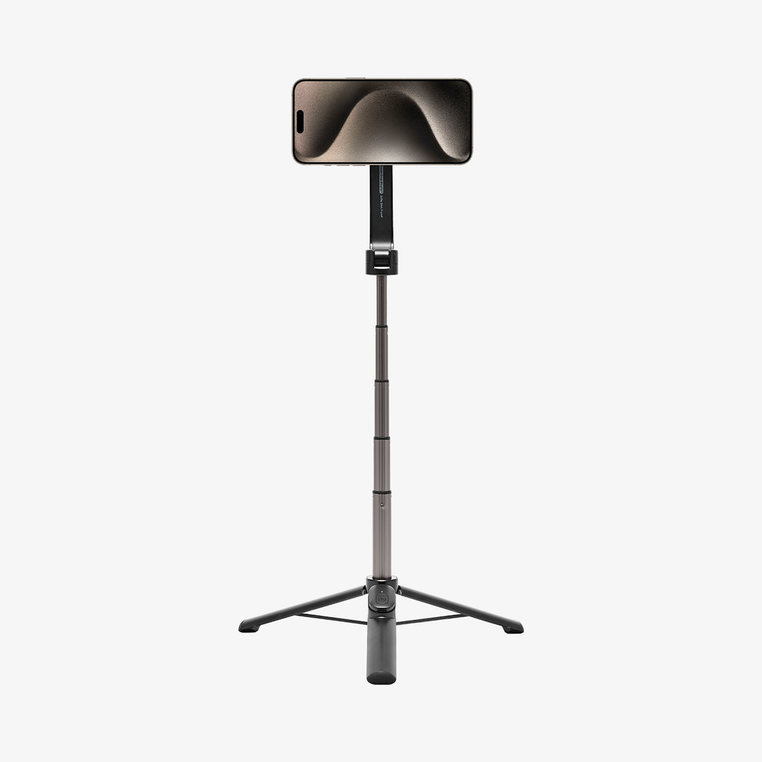 AMP07656 - Tripod Selfie Stick (Magfit) | S571W showing the front, with a device attached extended with a stand