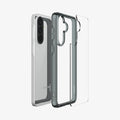 ACS11124 - Spigen Ultra Hybrid Galaxy A57 5G case in Space Crystal - exploded view showing dark tinted TPU bumper and hard PC back panel