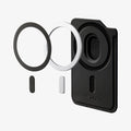 AFA10802  - MagSafe SleekBand Card Holder | 3 Cards (MagFit) in Dark Black showing magnet hovering on the holder