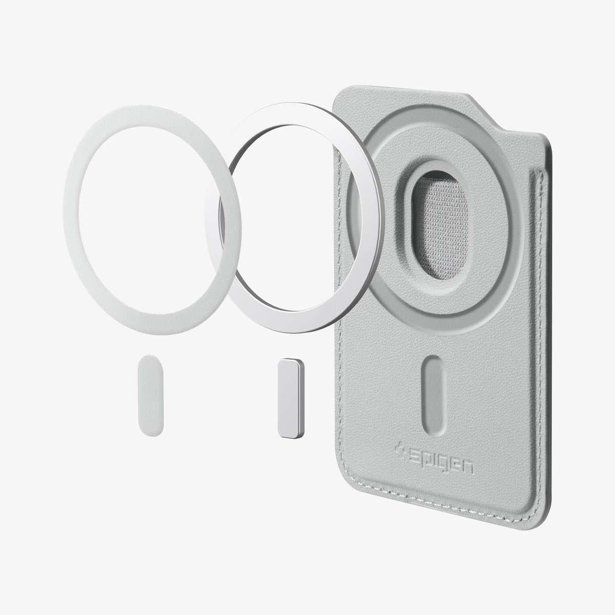 AFA10803 - MagSafe SleekBand Card Holder | 3 Cards (MagFit) in Urban Gray showing magnet hovering on the holder