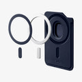 AFA10804 - MagSafe SleekBand Card Holder | 3 Cards (MagFit) in Modern Navy showing magnet hovering on the holder