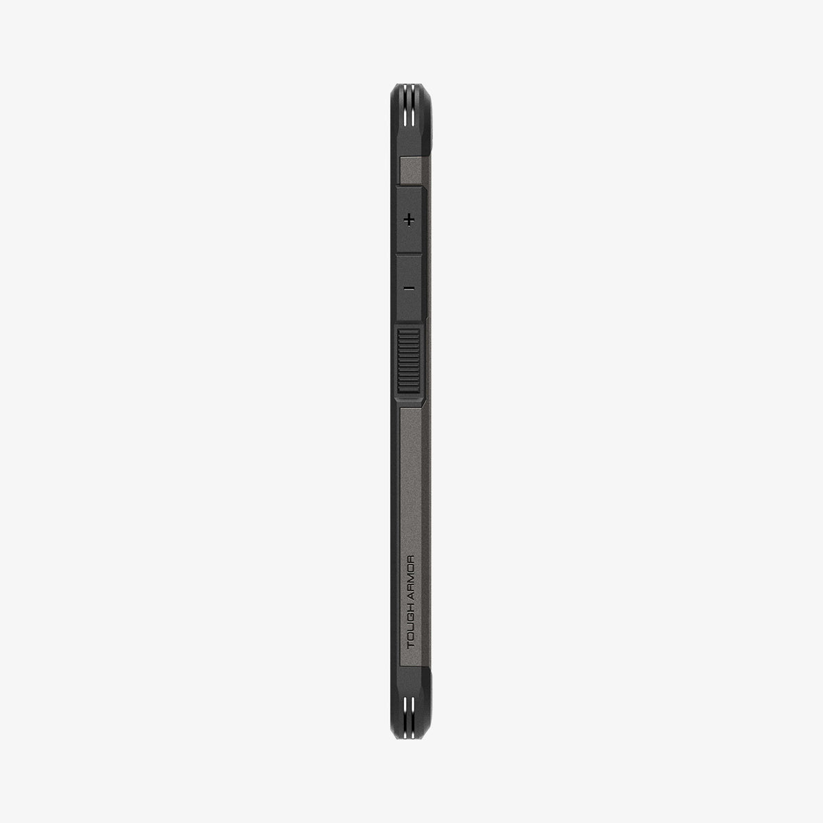 ACS07356 - Galaxy S24 Case Tough Armor in Gunmetal showing the side with side buttons