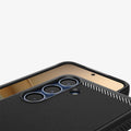 ACS08998 - Galaxy S25 Case Rugged Armor (MagFit) in Matte Black showing the partial back, partial front with lens camera zoomed in