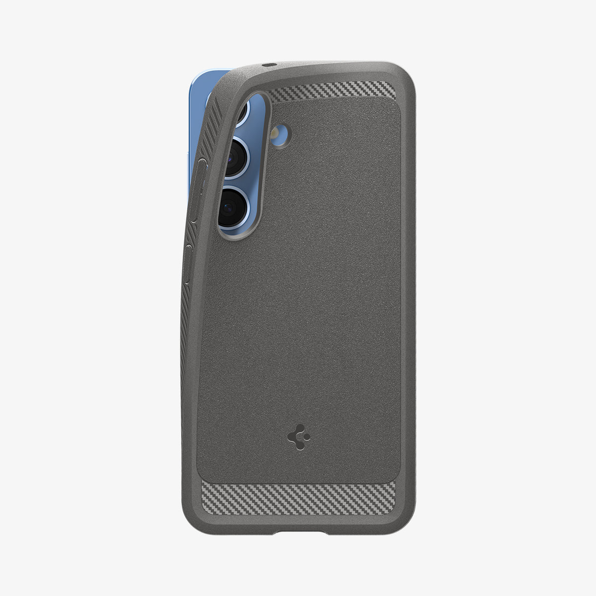 ACS08999 - Galaxy S25 Case Rugged Armor (MagFit) in Marble Gray showing the back with edge partially lifted