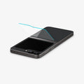 AGL07972 - Galaxy Z Flip 7 FE GLAS.tR EZ Fit showing the screen protector partially hovering in front of the back of the device