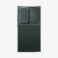 ACS07314 - Galaxy S24 Ultra Case Optik Armor in Abyss Green showing the back with cam cover closed