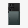 ACS07307 - Galaxy S24 Ultra Case Slim Armor CS in Abyss Green showing the back with card slider closed