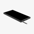 ACS07281 - Galaxy S24 Ultra Case Thin Fit in Black showing the front of device, on a flat surface with stylus pen sticking out
