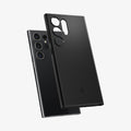 ACS07281 - Galaxy S24 Ultra Case Thin Fit in Black showing the hard back case hovering above the device