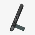 ACS07302 - Galaxy S24 Ultra Case Tough Armor in Abyss Green showing the bottom with a built-in kickstand propped up
