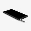 ACS07295 - Galaxy S24 Ultra Case Ultra Hybrid in Matte Black showing the front of device, on a flat surface with stylus pen sticking out