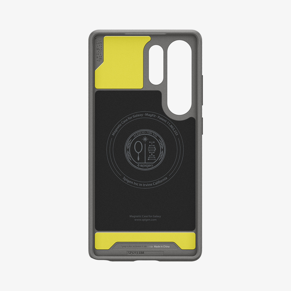 ACS08952 - Galaxy S25 Ultra Case Rugged Armor (MagFit) in Marble Gray showing the inner