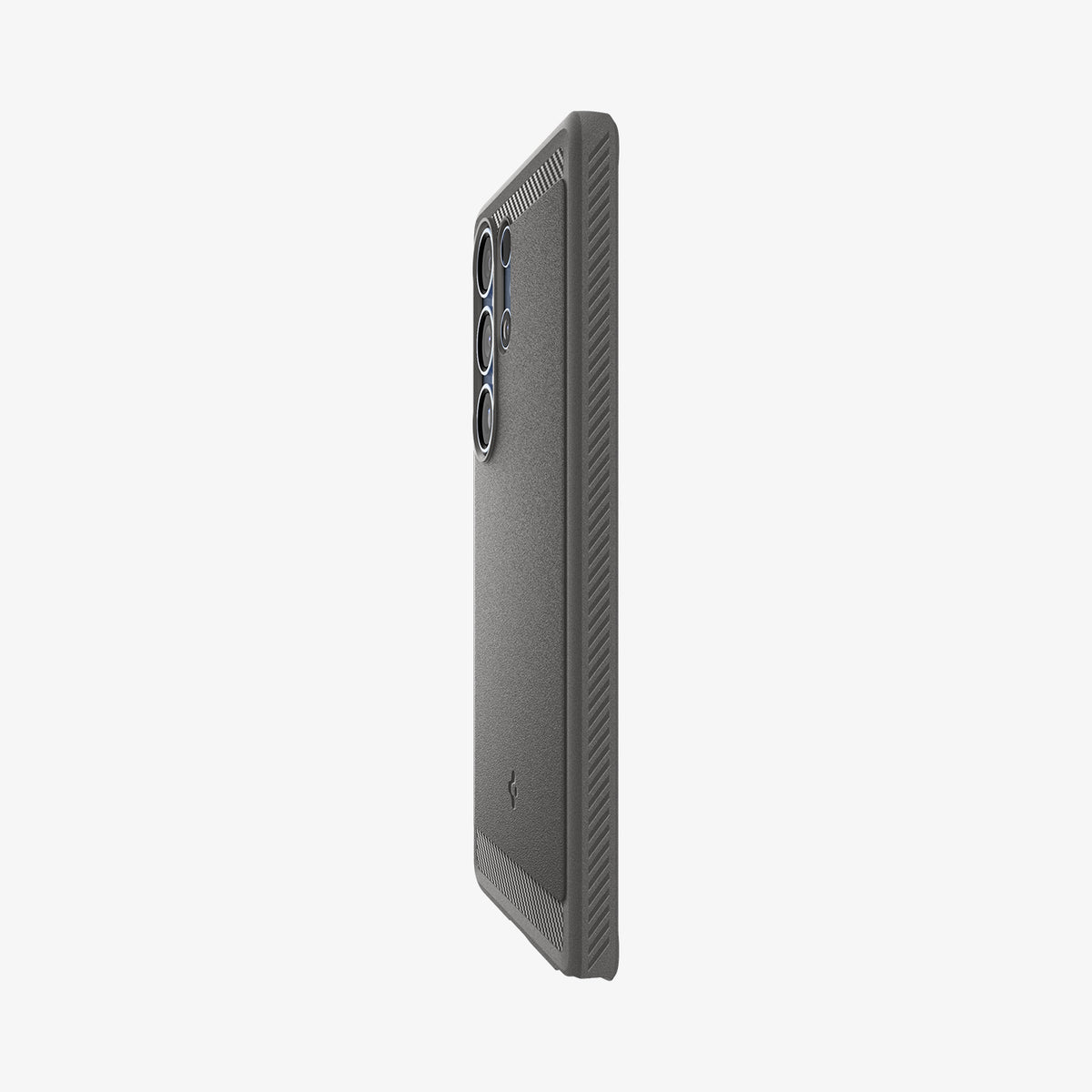 ACS08952 - Galaxy S25 Ultra Case Rugged Armor (MagFit) in Marble Gray showing the partial back and side