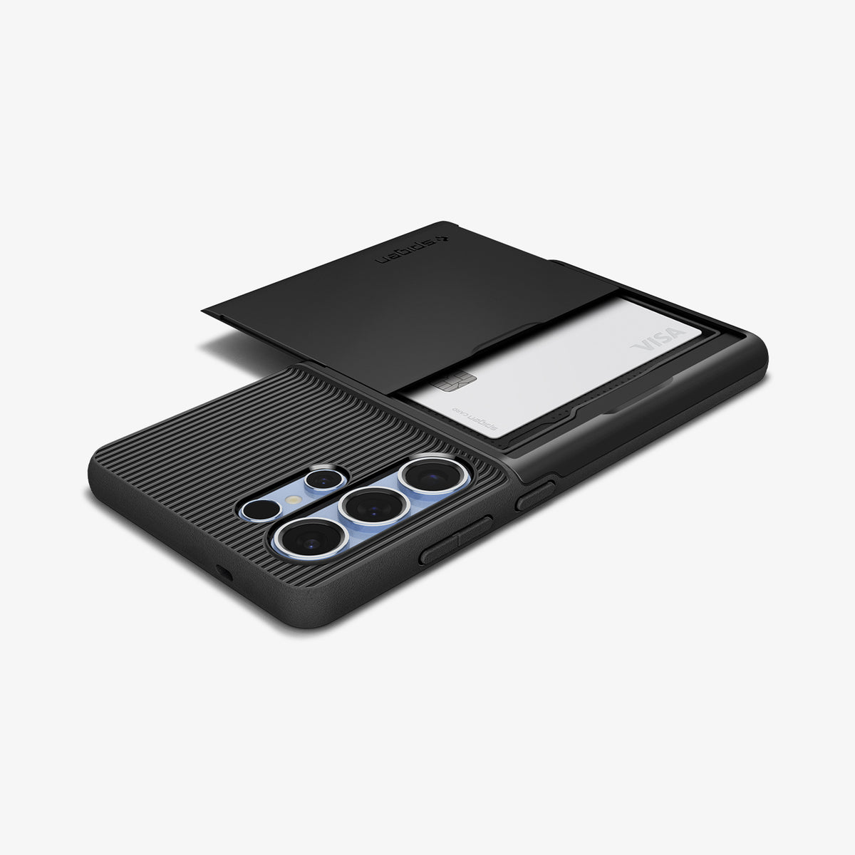 ACS08967 - Galaxy S25 Ultra Case Slim Armor CS in Black showing the back, partial top and bottom, card slider open