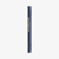 ACS08281 - Galaxy Z Flip 6 Case Ultra Hybrid Pro in Frost Navy Blue showing the side folded with volume buttons
