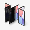 ACS07814 - Galaxy Z Fold 6 Case Ultra Hybrid Pro in Frost Gray showing the front, partial front, back, partial back and hinge of 3 devices aligned with each other