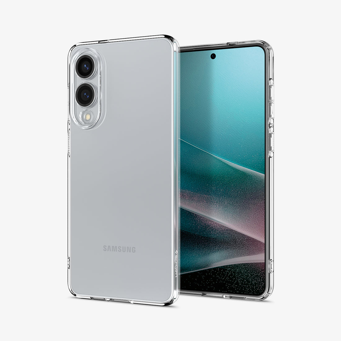 ACS09425 - Galaxy S25 Edge Case Liquid Crystal in Crystal Clear showing the back, partial front and sides