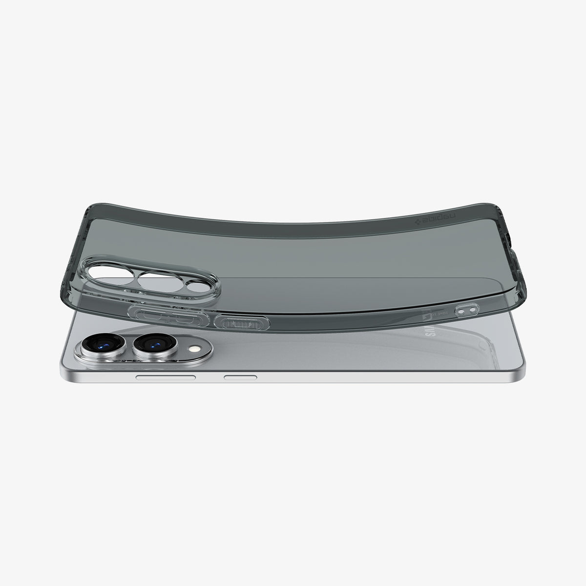 ACS09426 - Galaxy S25 Edge Case Liquid Crystal in Space Crystal showing the back, sides case slightly bent downward hovering above the case