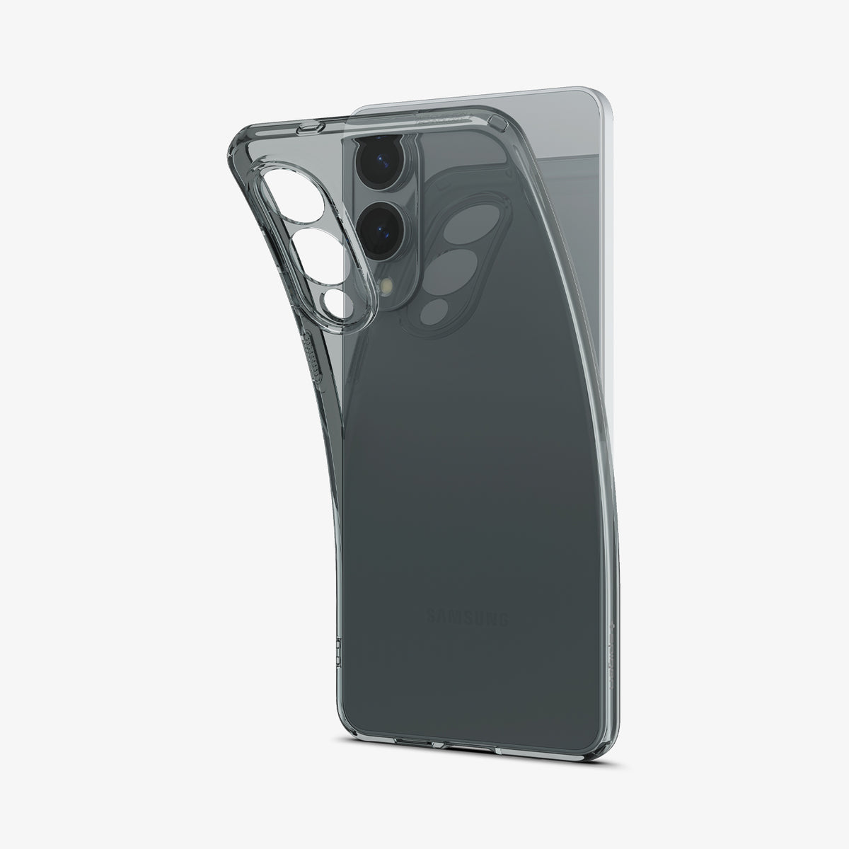 ACS09426 - Galaxy S25 Edge Case Liquid Crystal in Space Crystal showing the back and partial side while top part partially lifted from the device