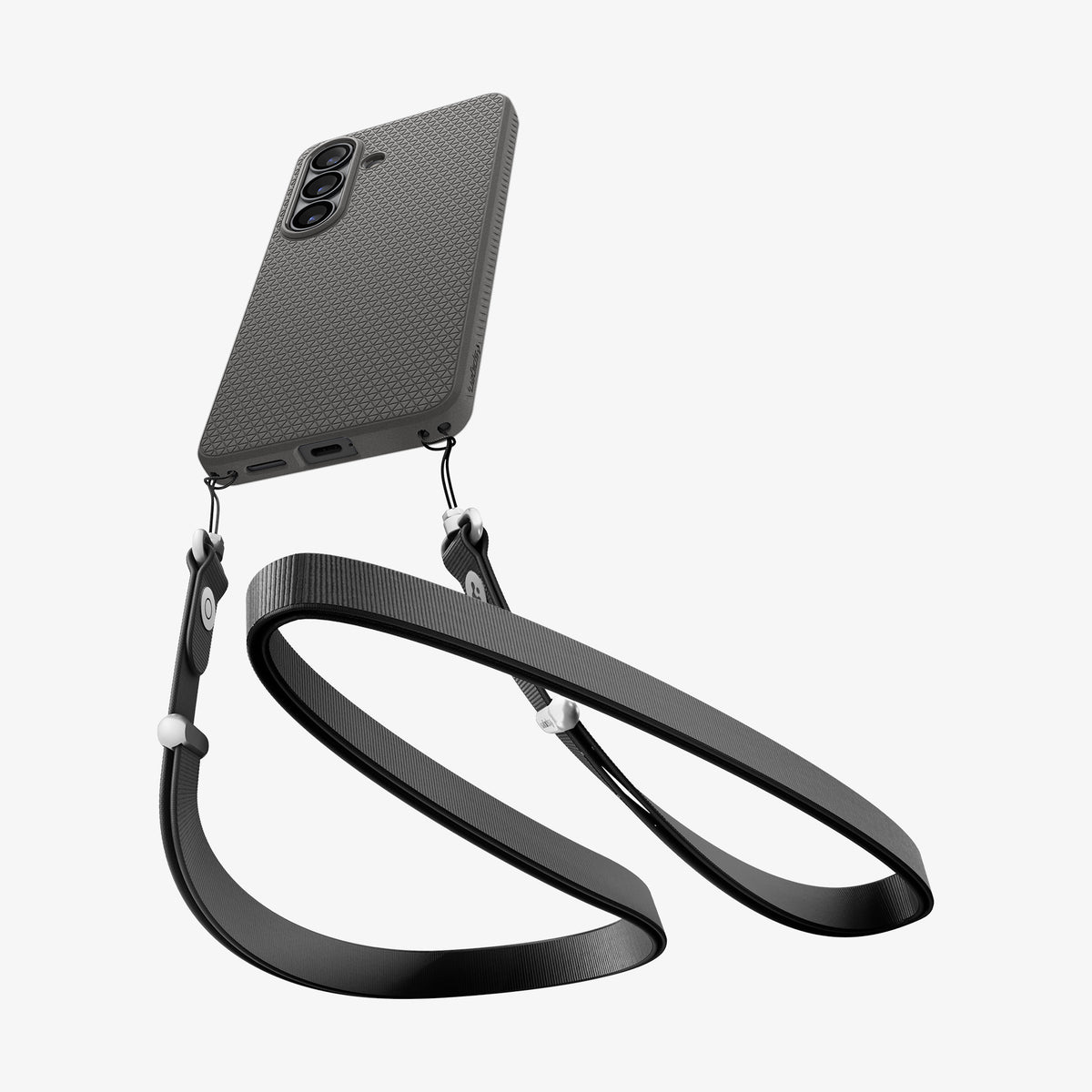 ACS11210 - Galaxy S26 Plus Liquid Air in Marble Gray showing the back with lanyard